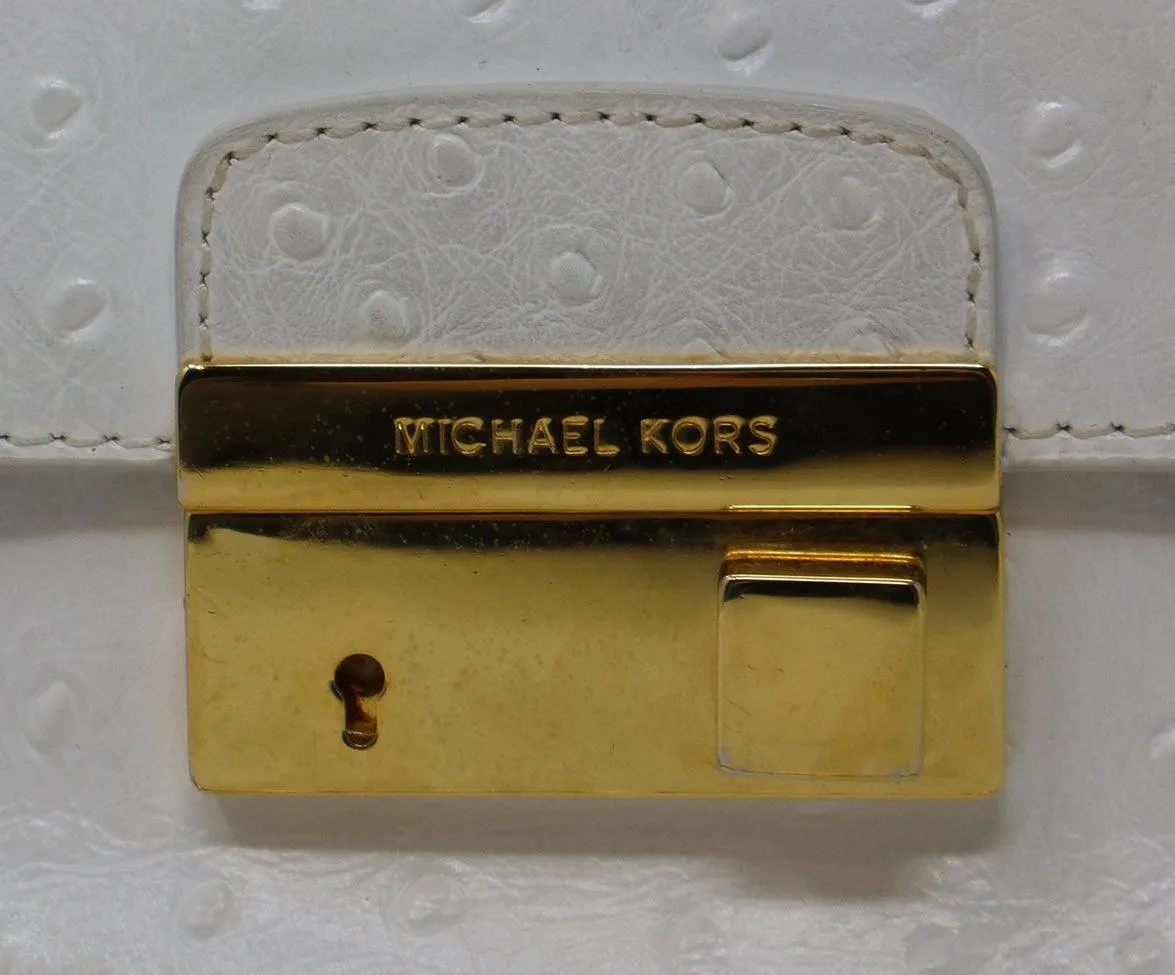 Michael Kors White Pressed Leather Shoulder Bag