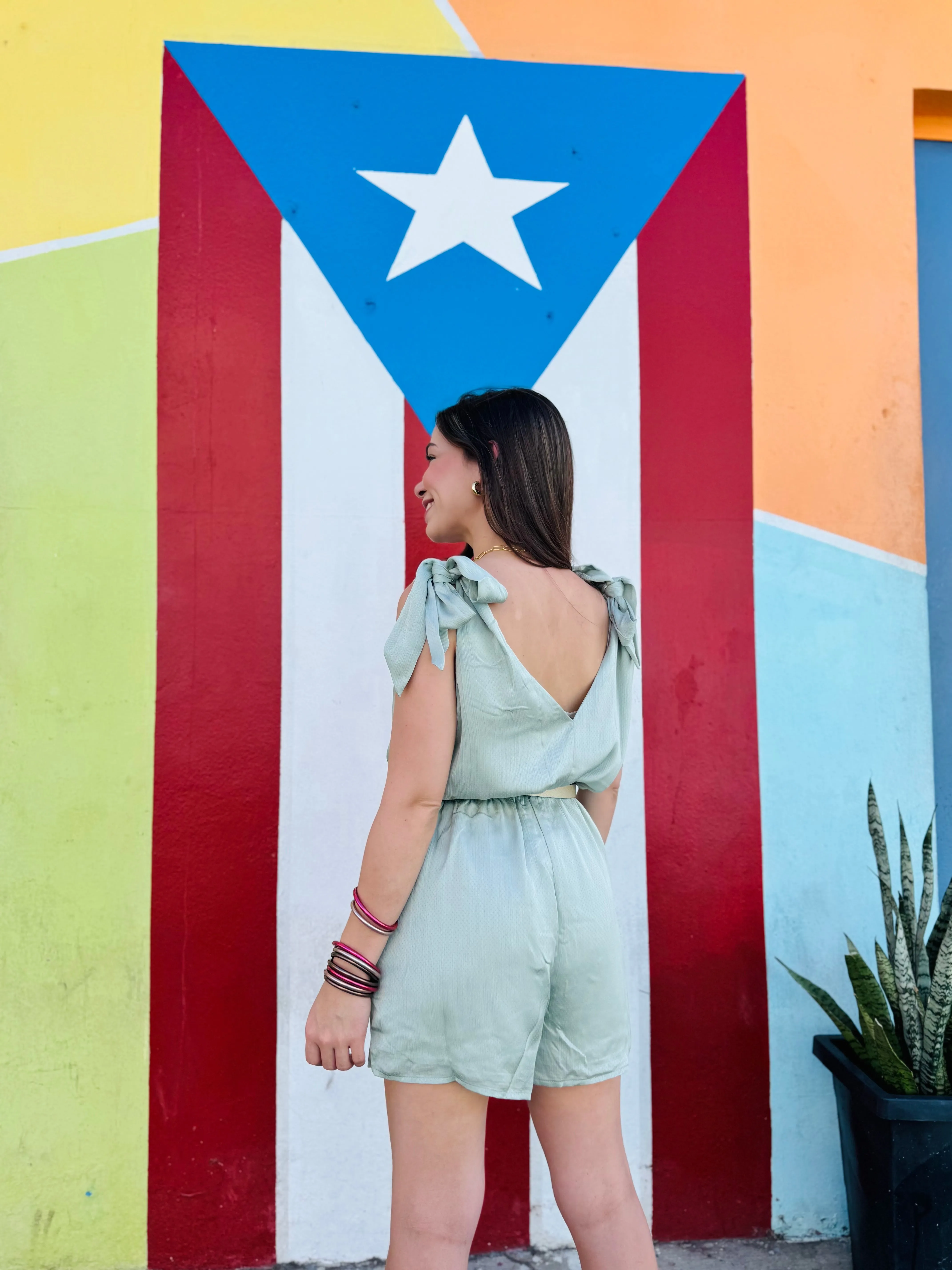 Mint Bow Romper