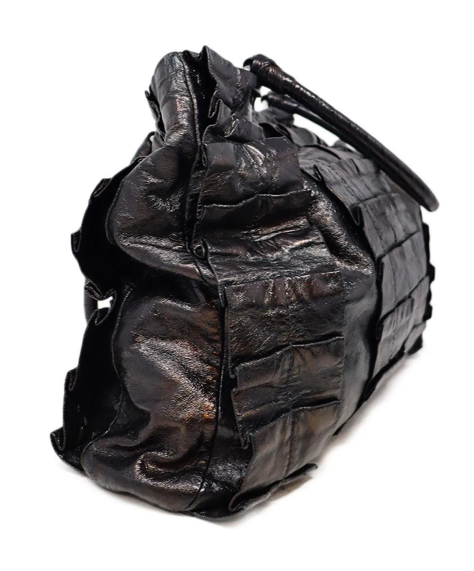 Miu Miu Black Gathered Leather Tote