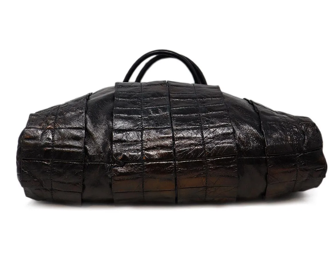 Miu Miu Black Gathered Leather Tote
