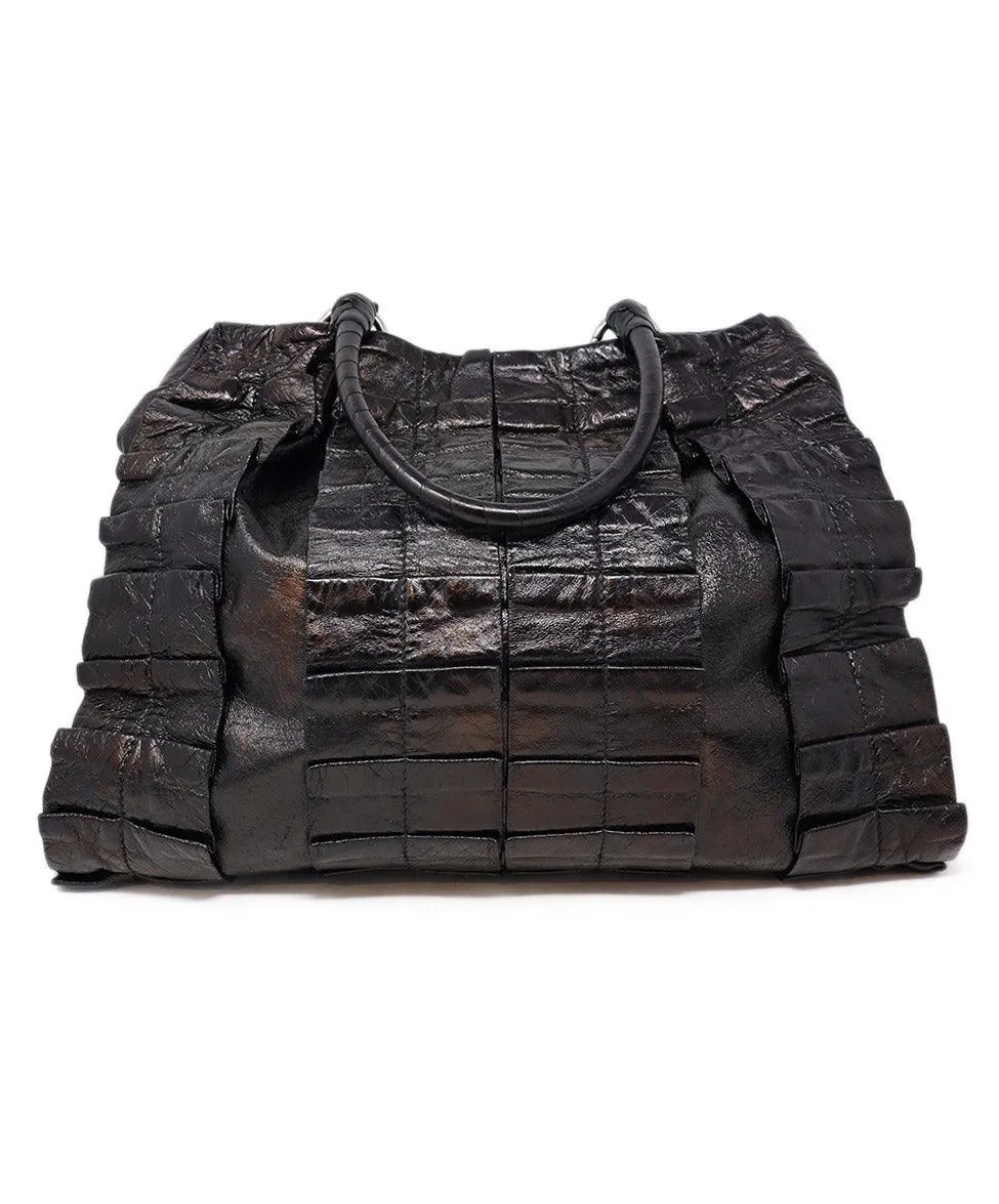 Miu Miu Black Gathered Leather Tote