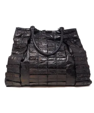Miu Miu Black Gathered Leather Tote
