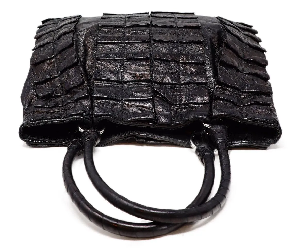 Miu Miu Black Gathered Leather Tote
