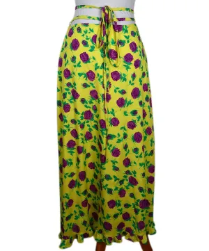 Miu Miu Yellow Floral Print Long Silk Skirt sz 4