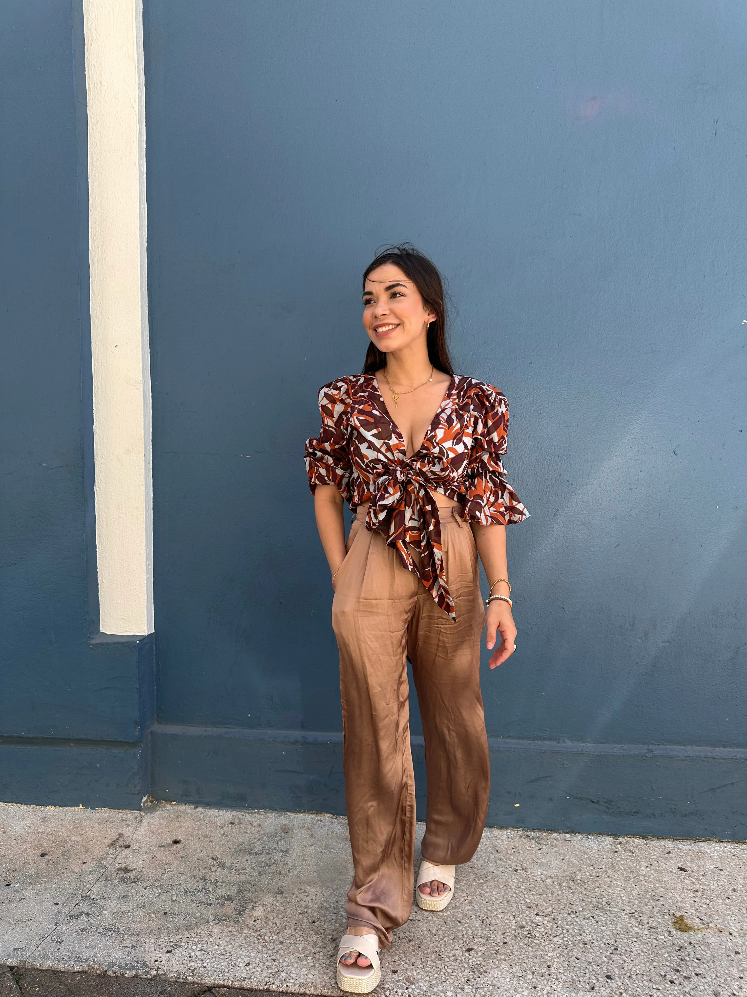 MOCHA SATIN PANTS