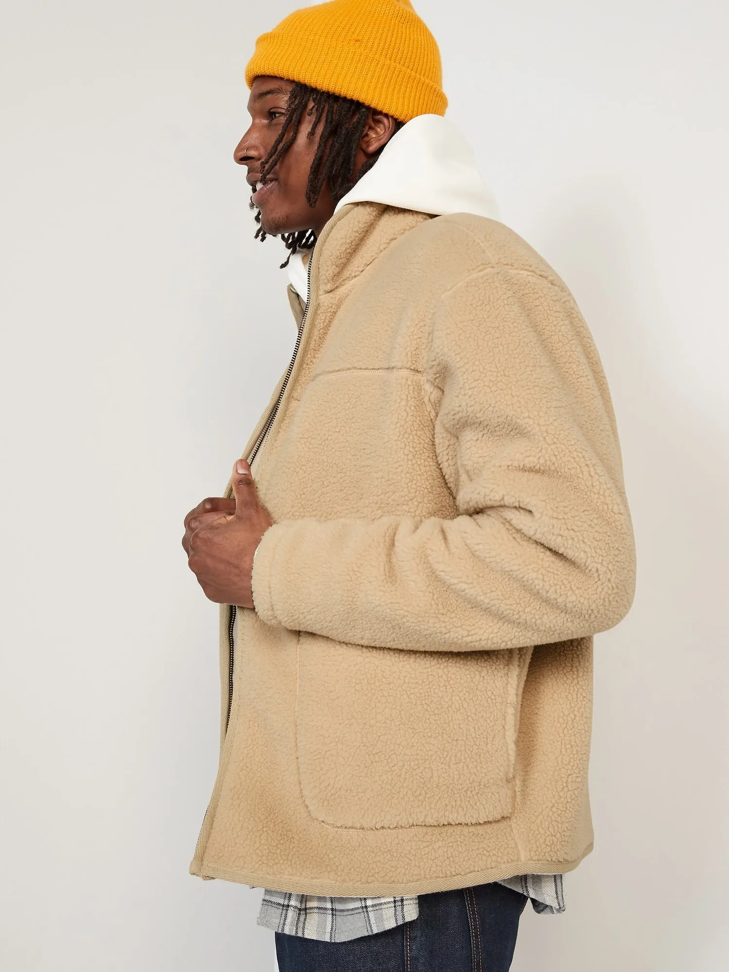 Mock-Neck Sherpa Full-Zip Jacket for Men Old-Navy