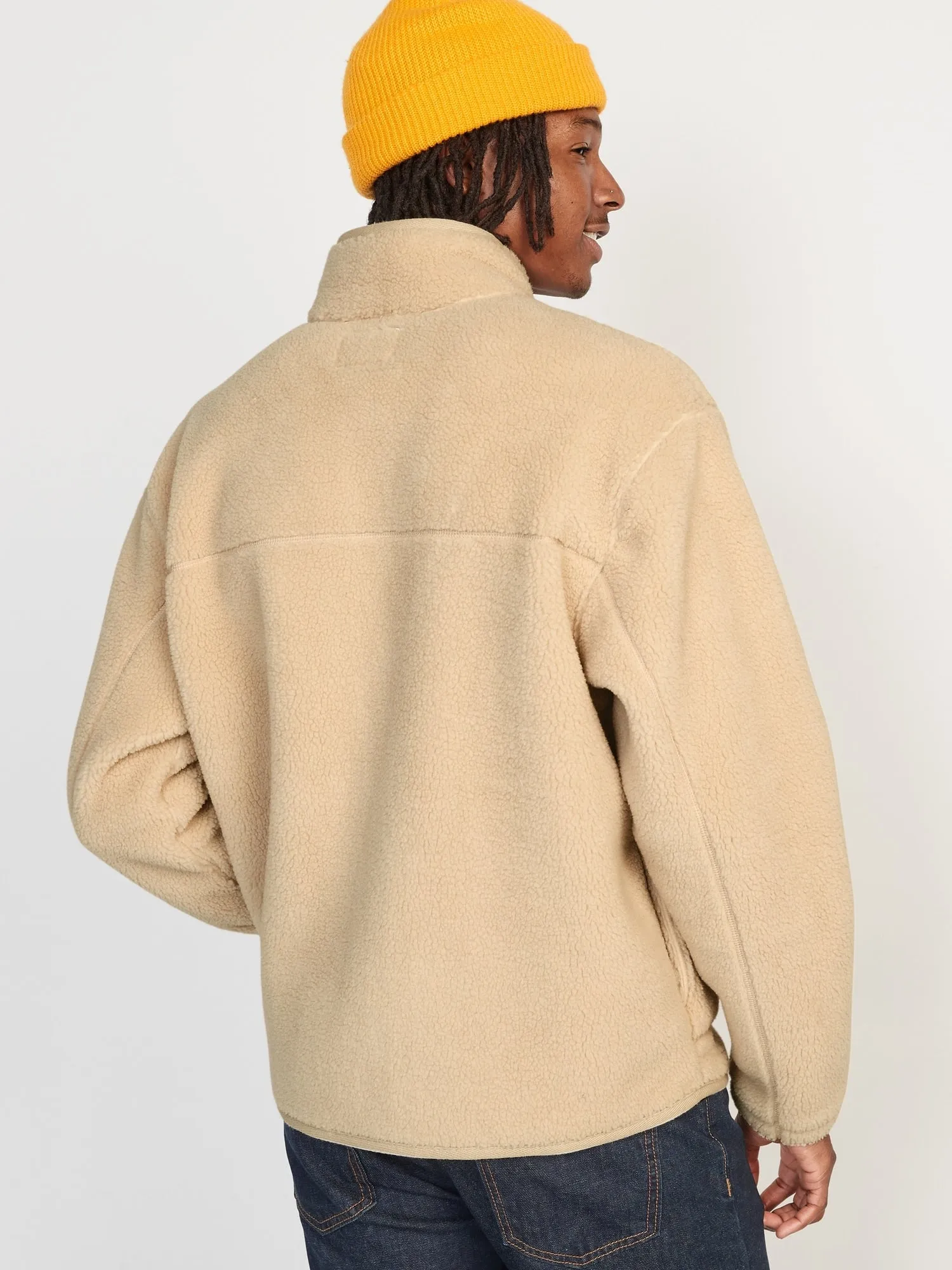 Mock-Neck Sherpa Full-Zip Jacket for Men Old-Navy