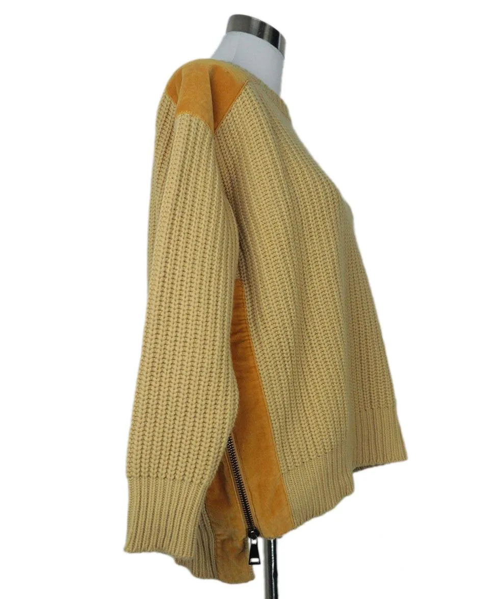 Moncler Yellow Sweater w/ Zipper Trim sz 4
