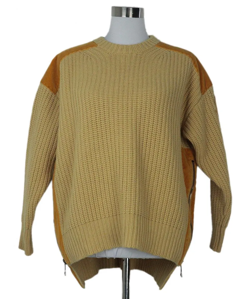 Moncler Yellow Sweater w/ Zipper Trim sz 4