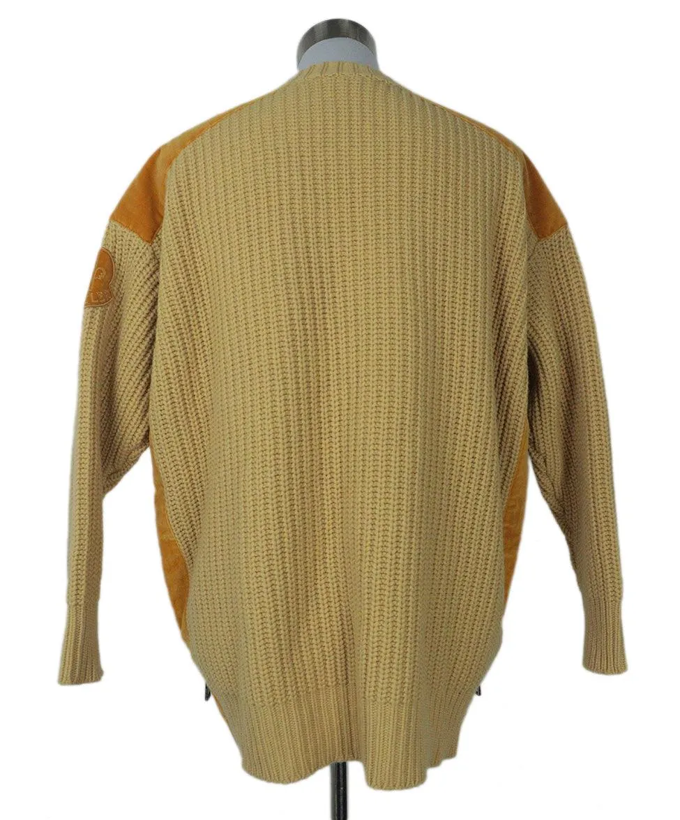 Moncler Yellow Sweater w/ Zipper Trim sz 4