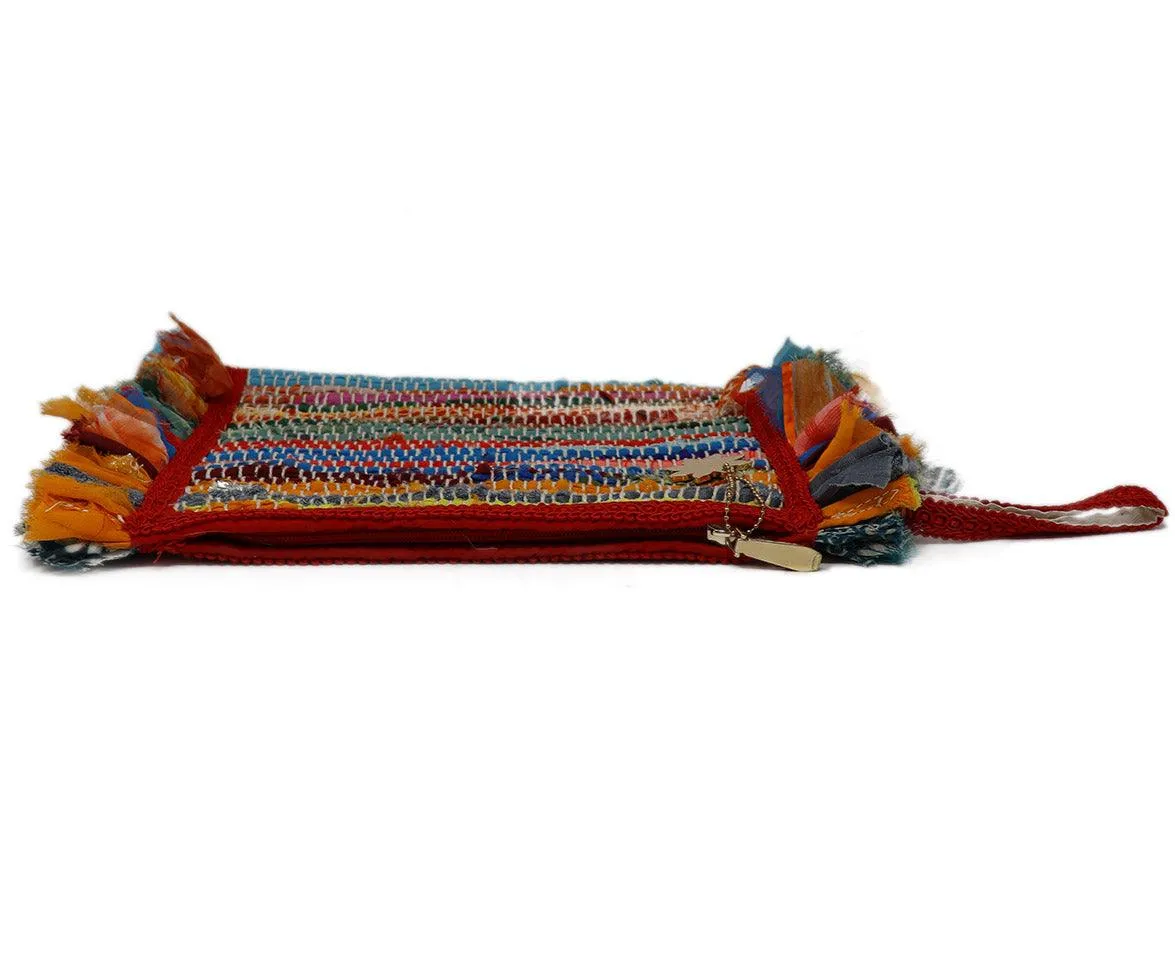 Multicolor Woven Cotton Clutch