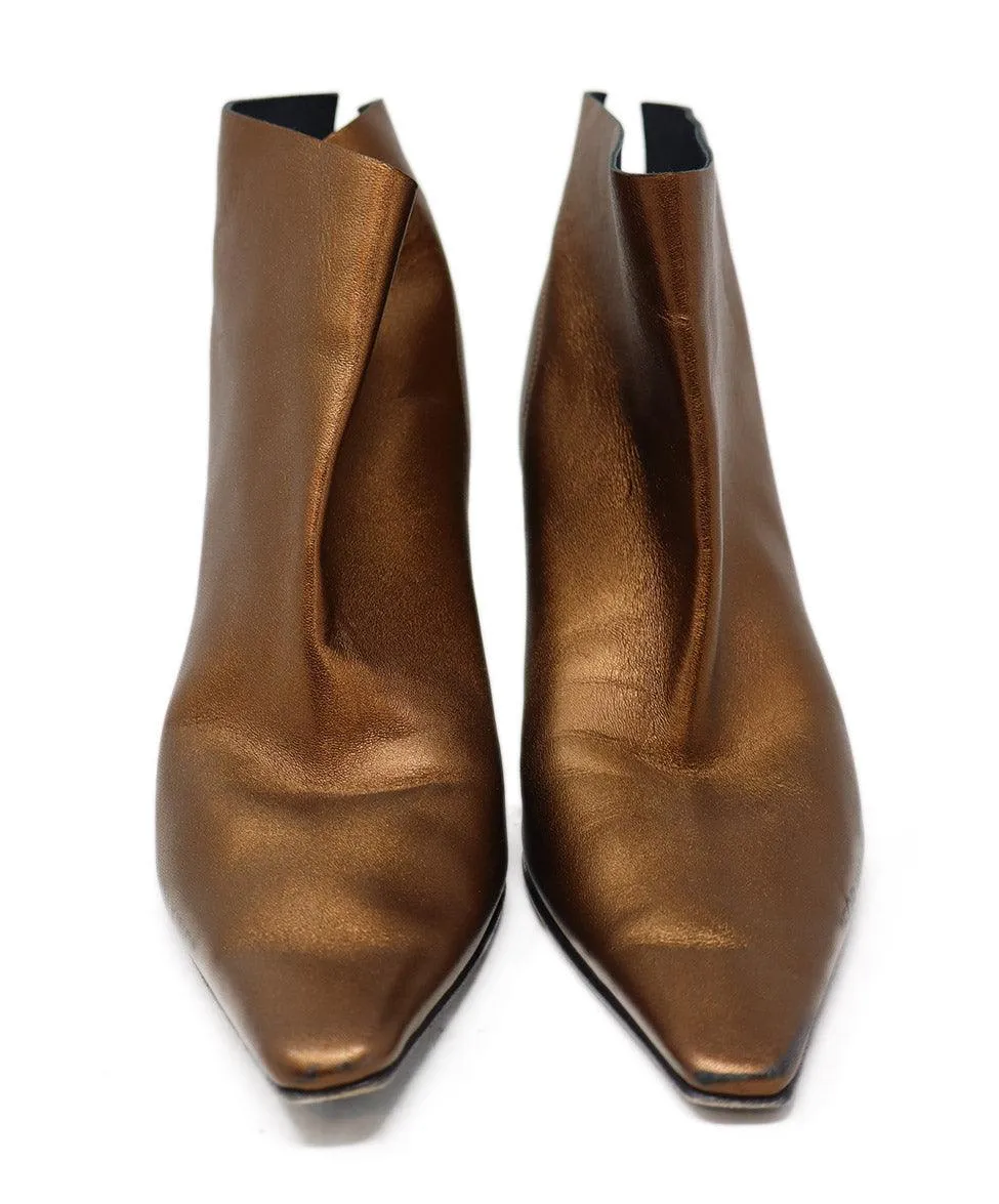 Off White Bronze Leather Booties sz 8