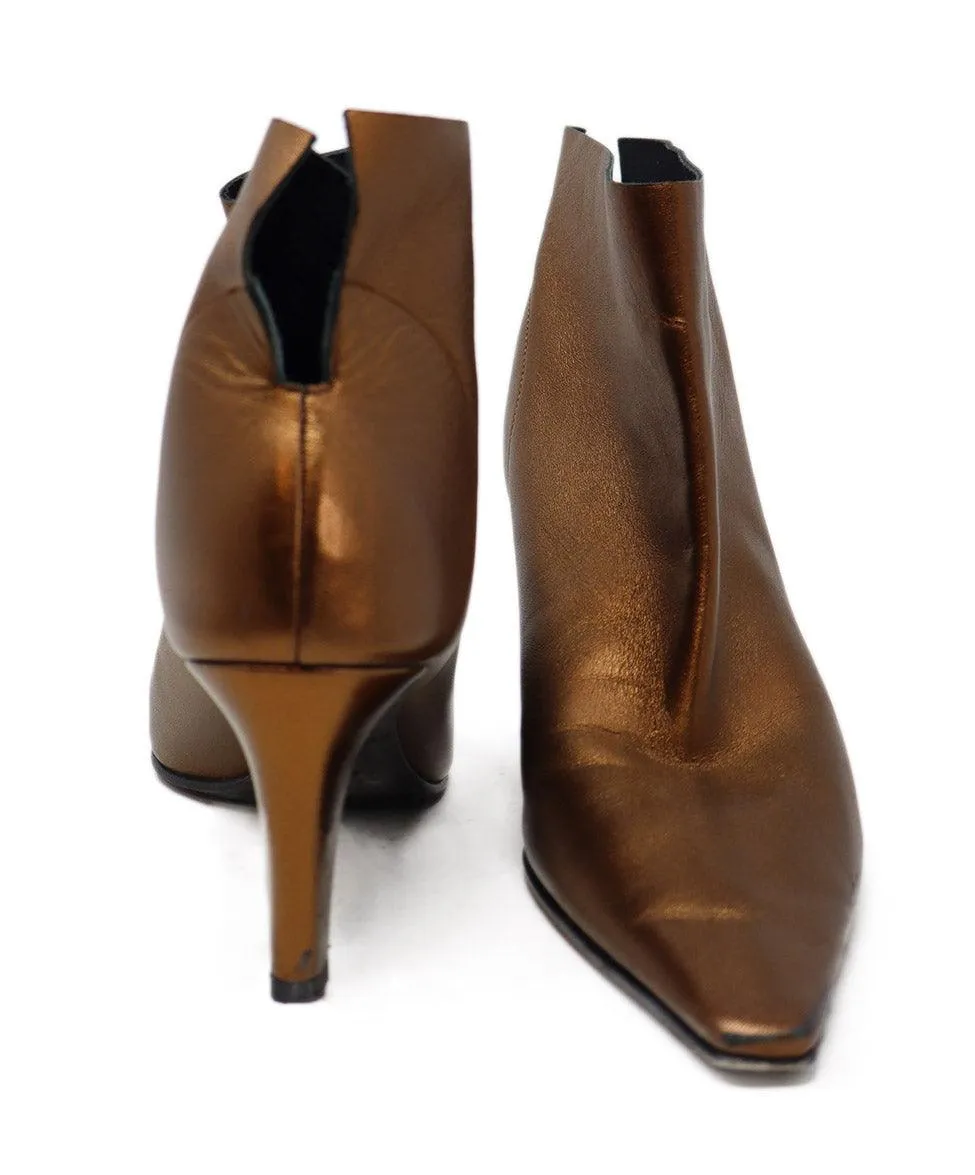 Off White Bronze Leather Booties sz 8