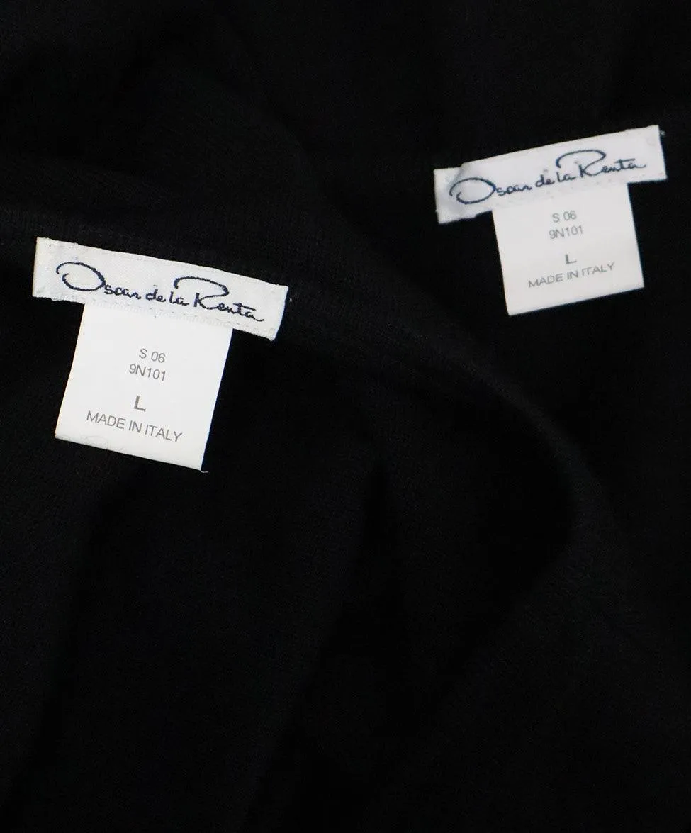 Oscar De La Renta Black Cashmere Sweater Set sz 8