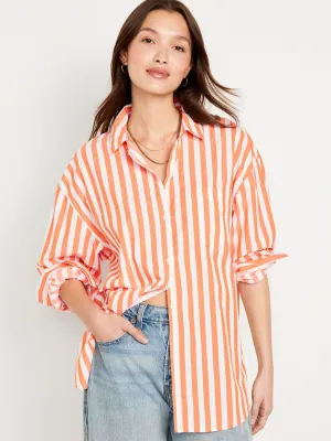 Oversized Button-Down Boyfriend Shirt for Women