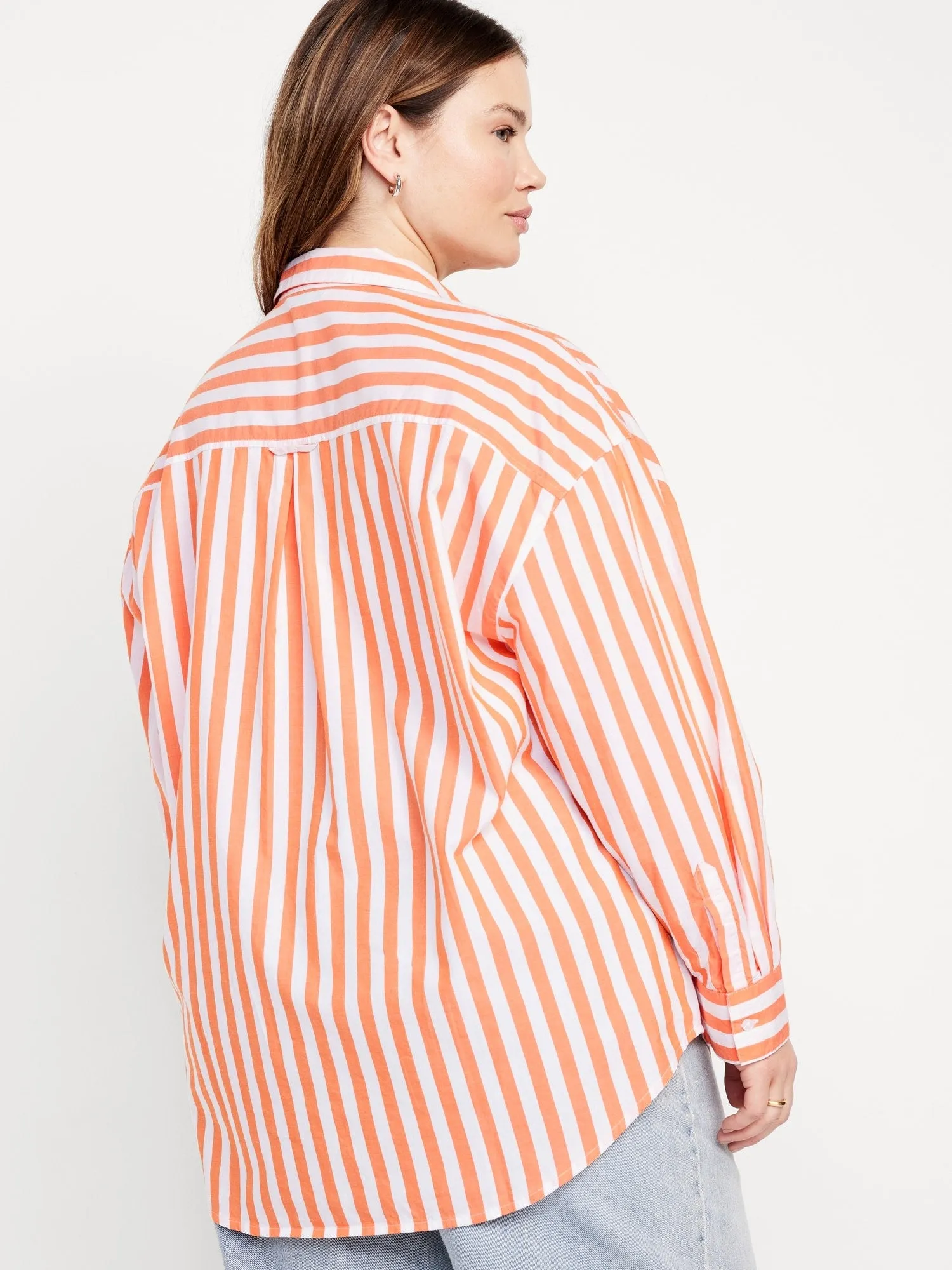 Oversized Button-Down Boyfriend Shirt for Women