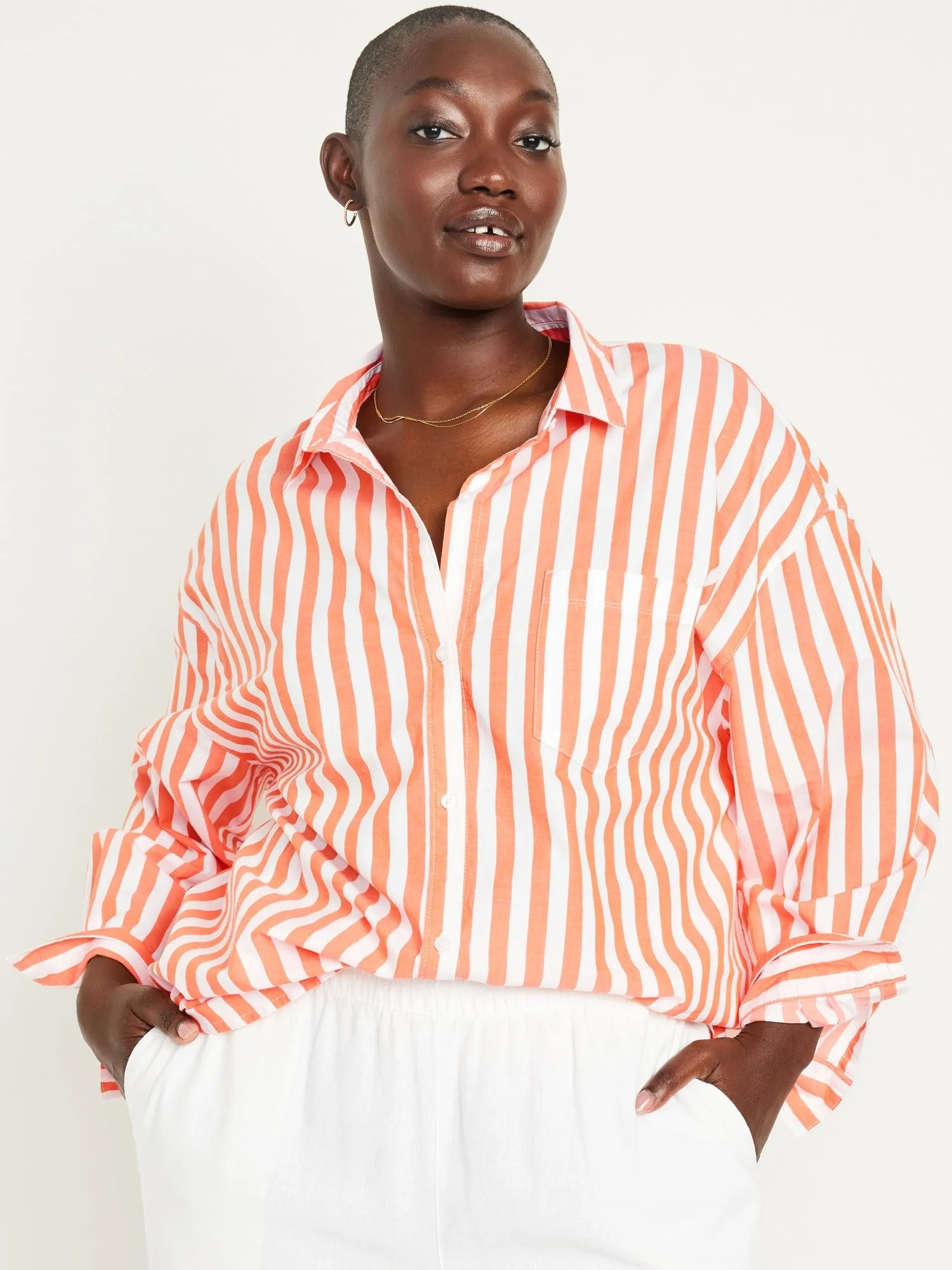 Oversized Button-Down Boyfriend Shirt for Women