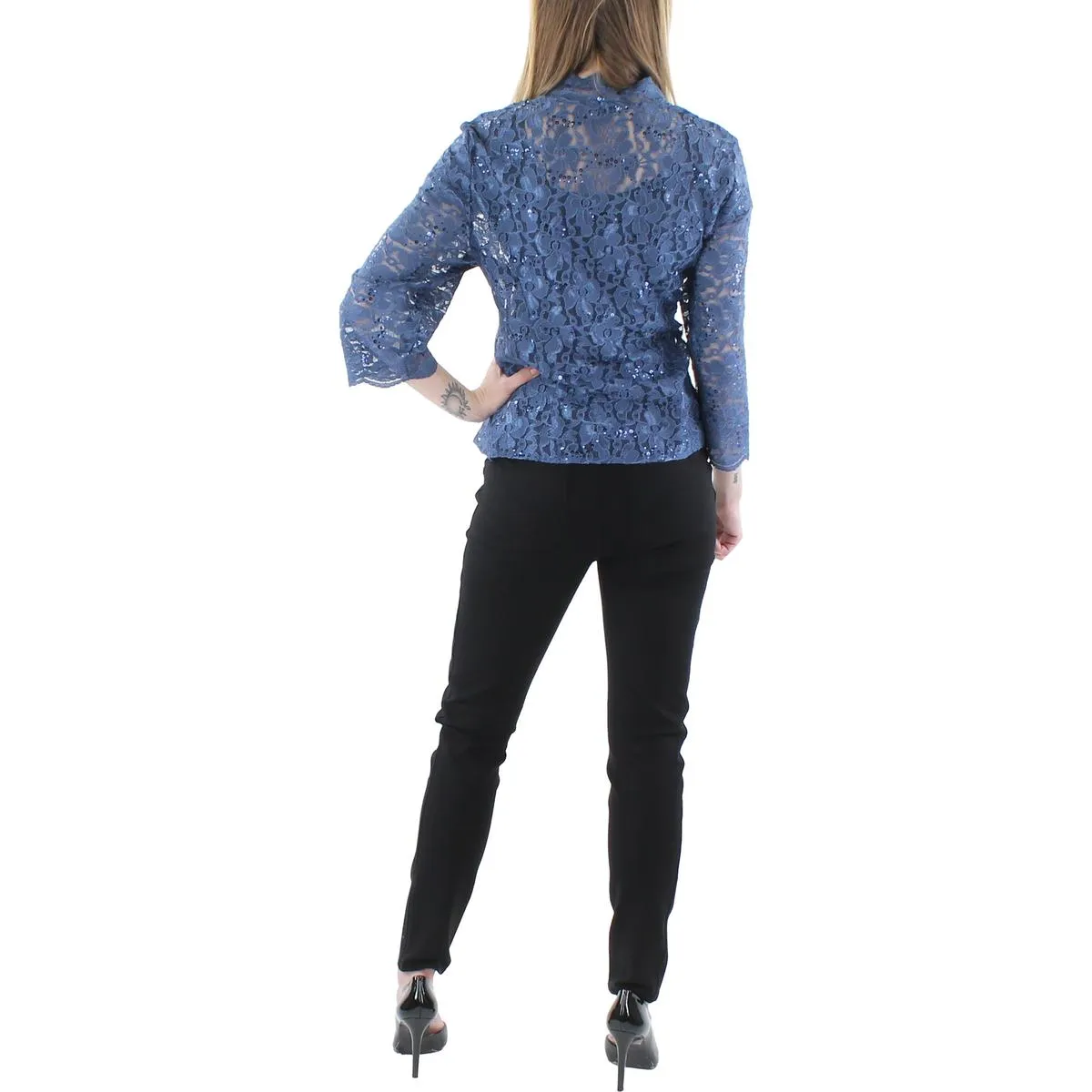 Plus Womens Lace Sequined Bolero