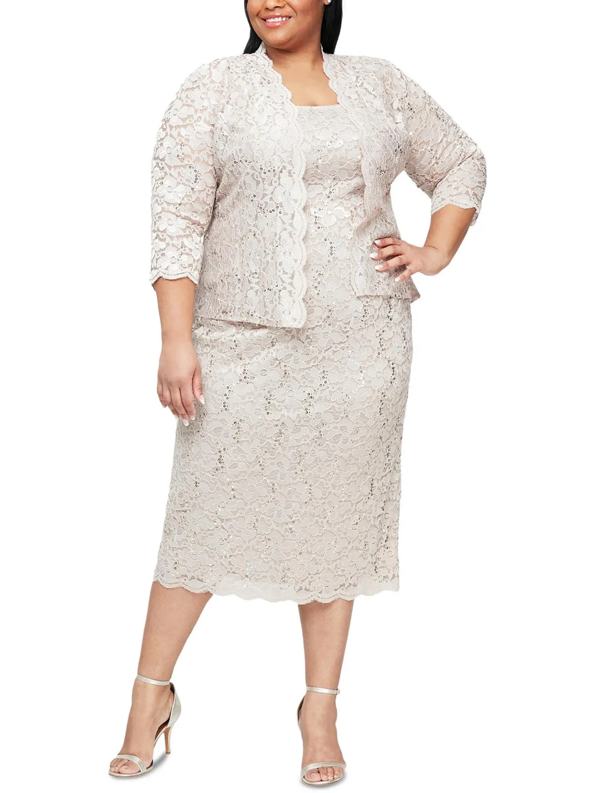 Plus Womens Lace Sequined Bolero