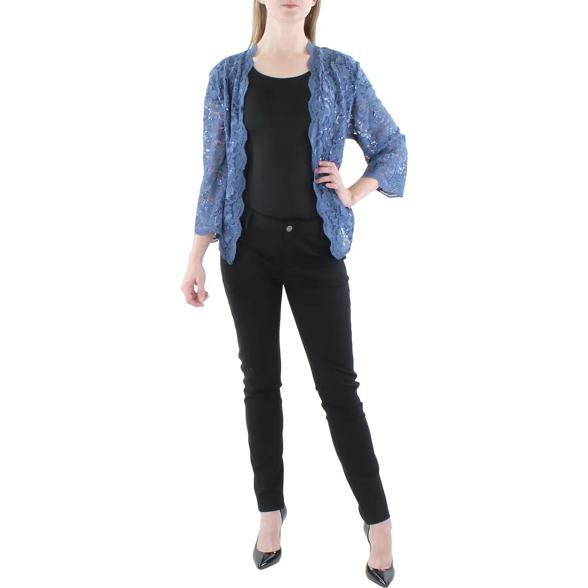 Plus Womens Lace Sequined Bolero