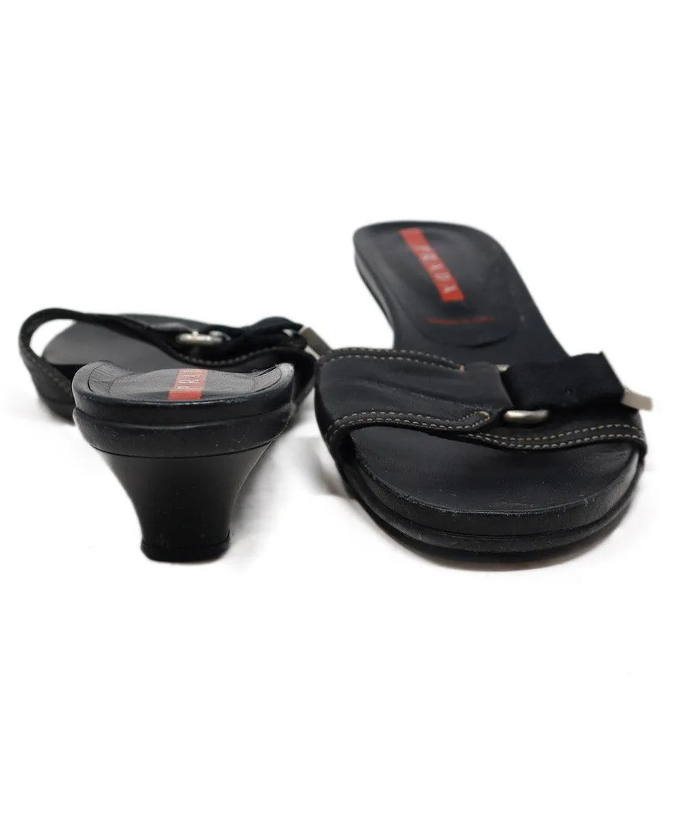 Prada Sport Black Leather Sandals sz 7