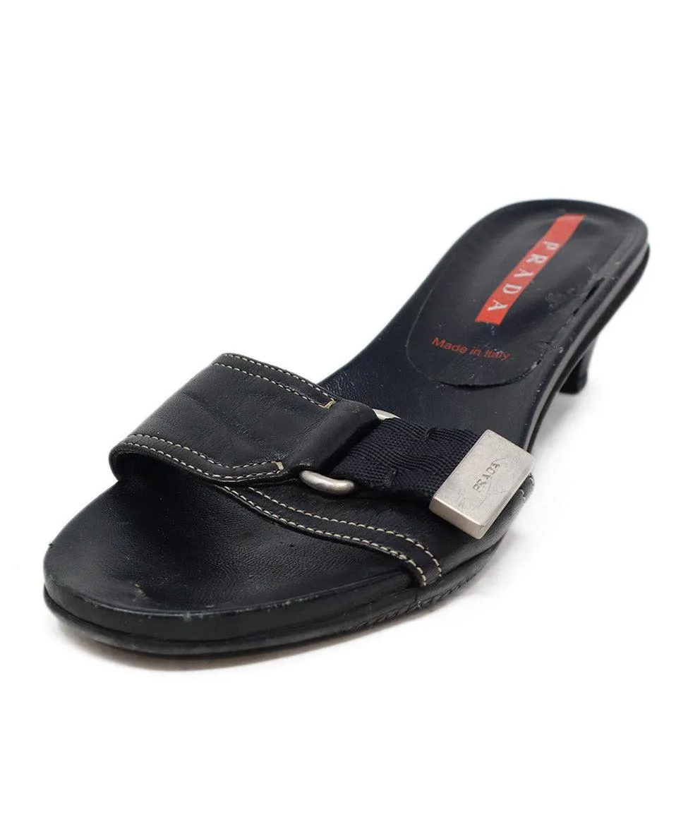 Prada Sport Black Leather Sandals sz 7
