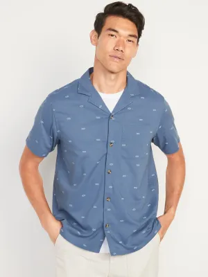 Printed Short-Sleeve Camp Shirt For Men