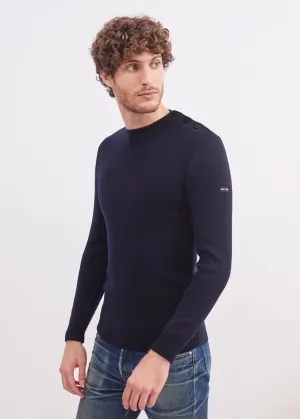 Pull marin uni Rochefort - en laine mrinos (NAVY)