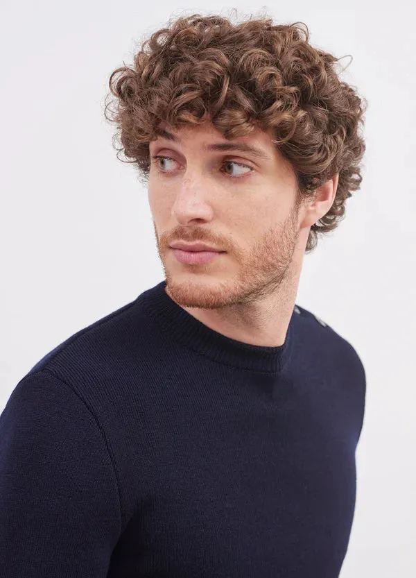 Pull marin uni Rochefort - en laine mrinos (NAVY)