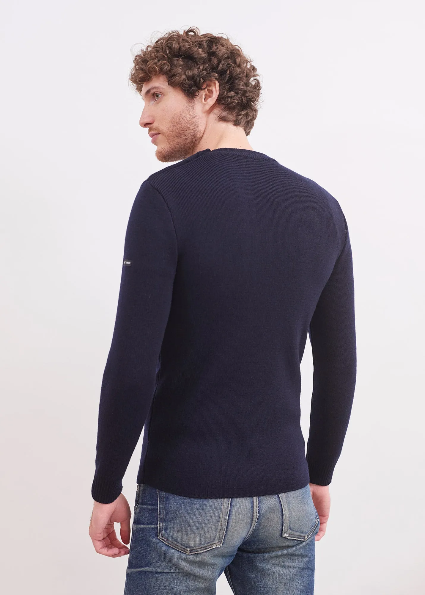 Pull marin uni Rochefort - en laine mrinos (NAVY)