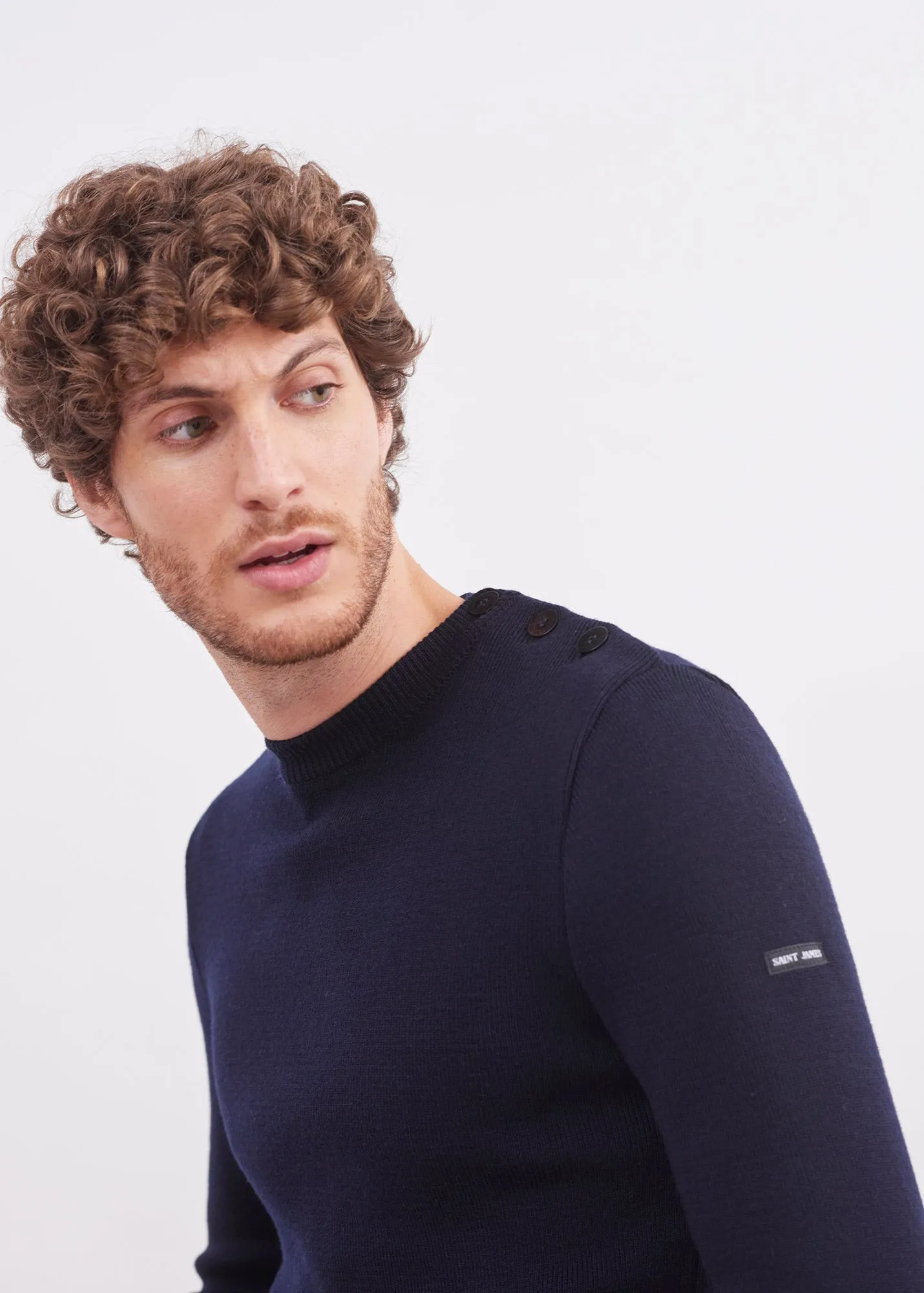Pull marin uni Rochefort - en laine mrinos (NAVY)