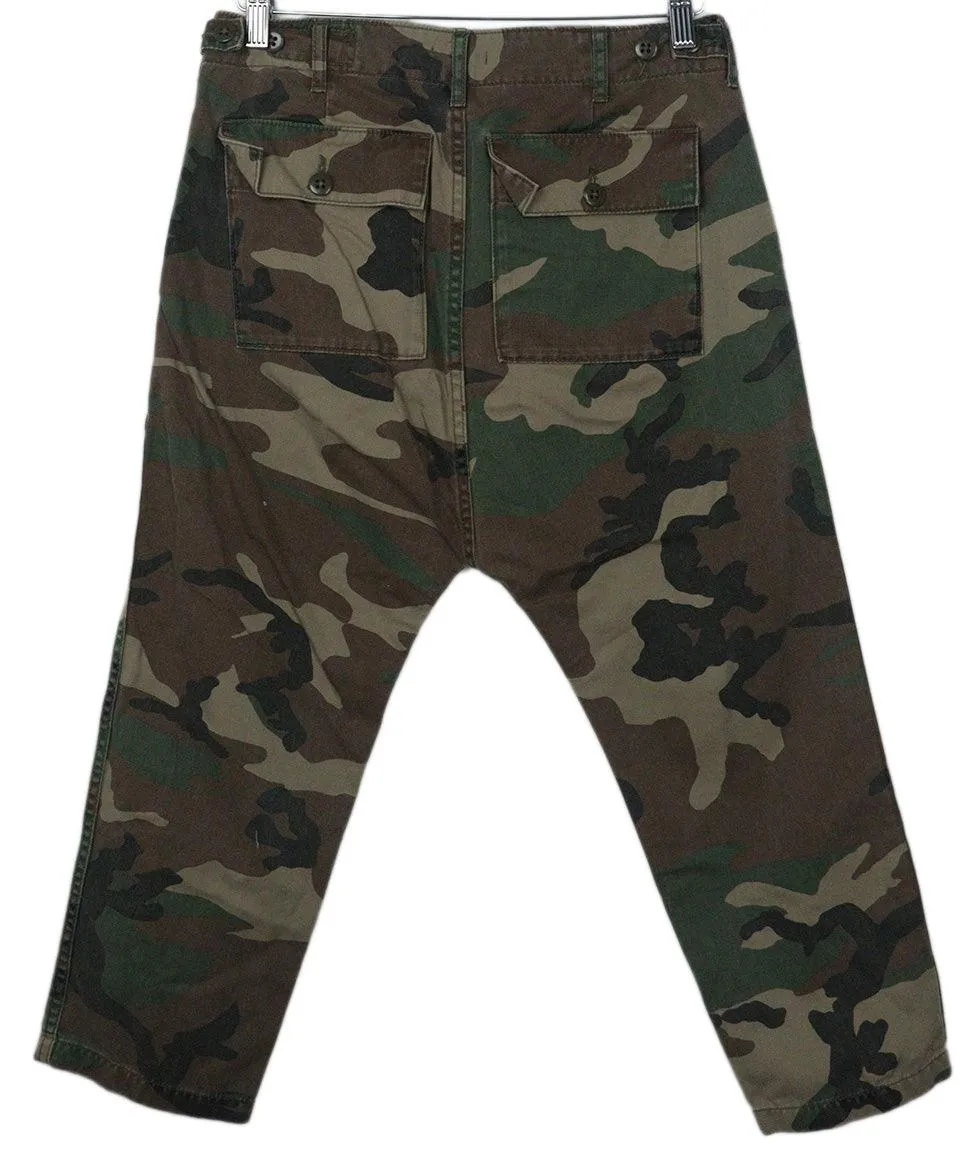 R13 Green Camouflage Print Pants sz 4