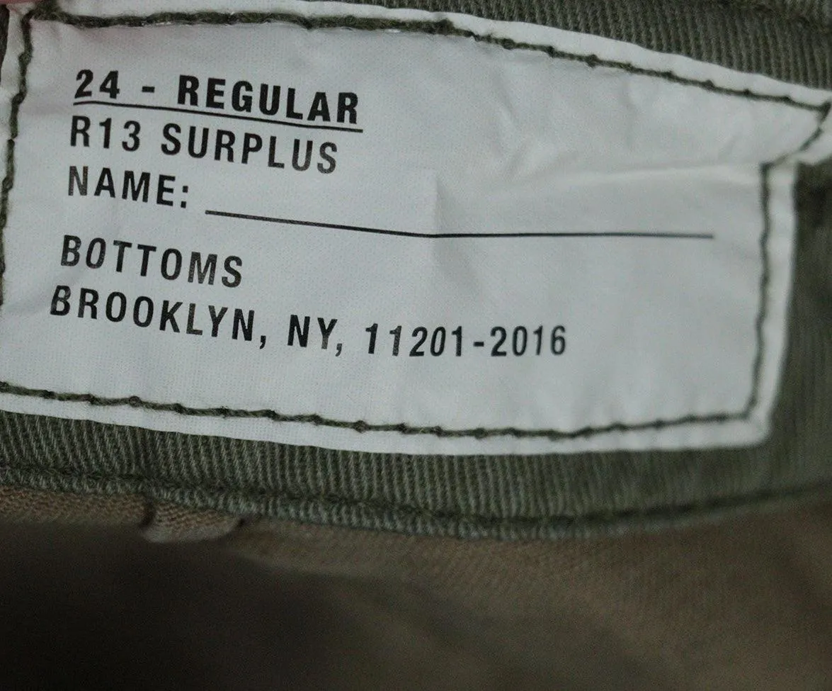 R13 Green Camouflage Print Pants sz 4