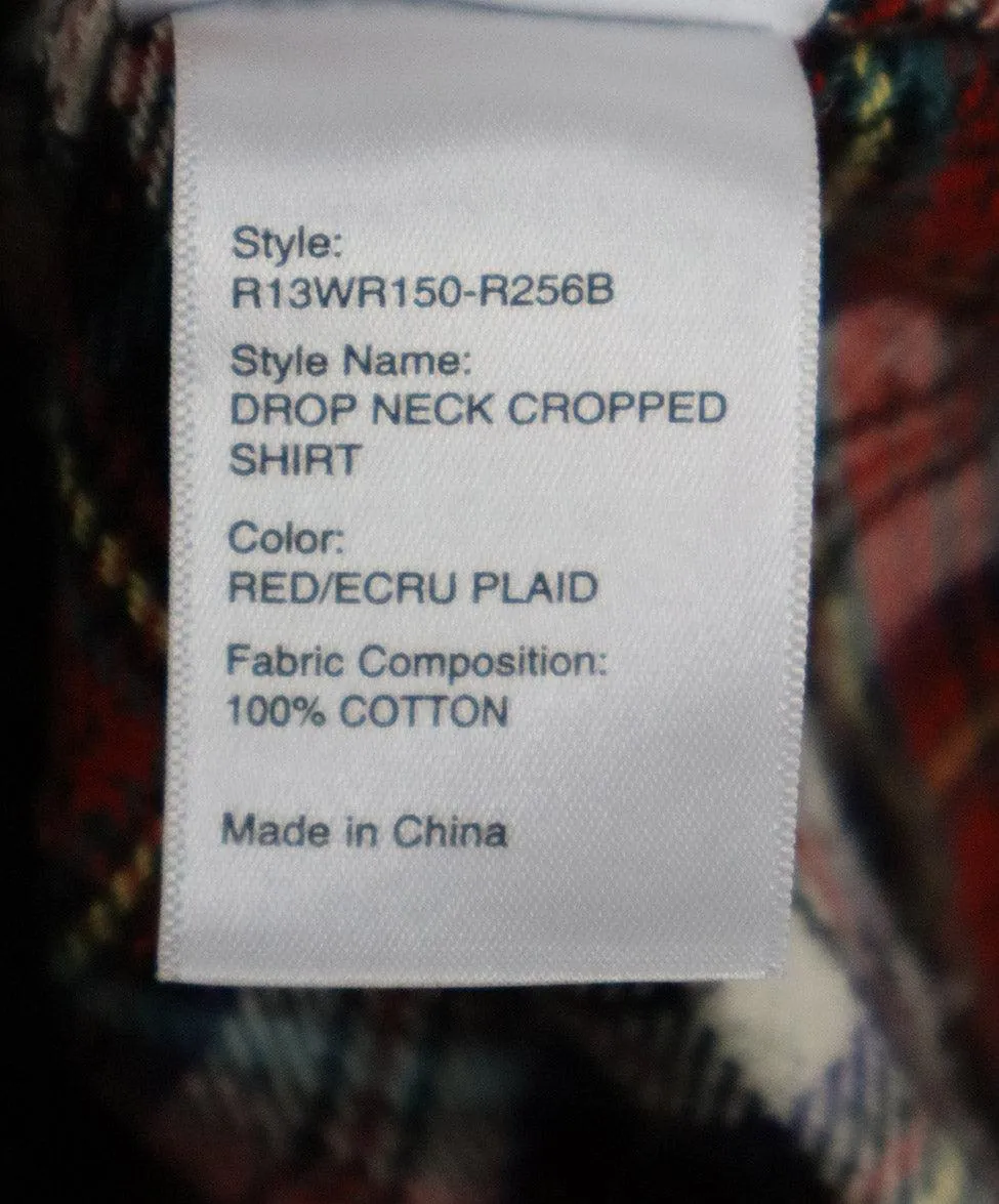 R13 Red & Black Plaid Flannel Shirt sz 2