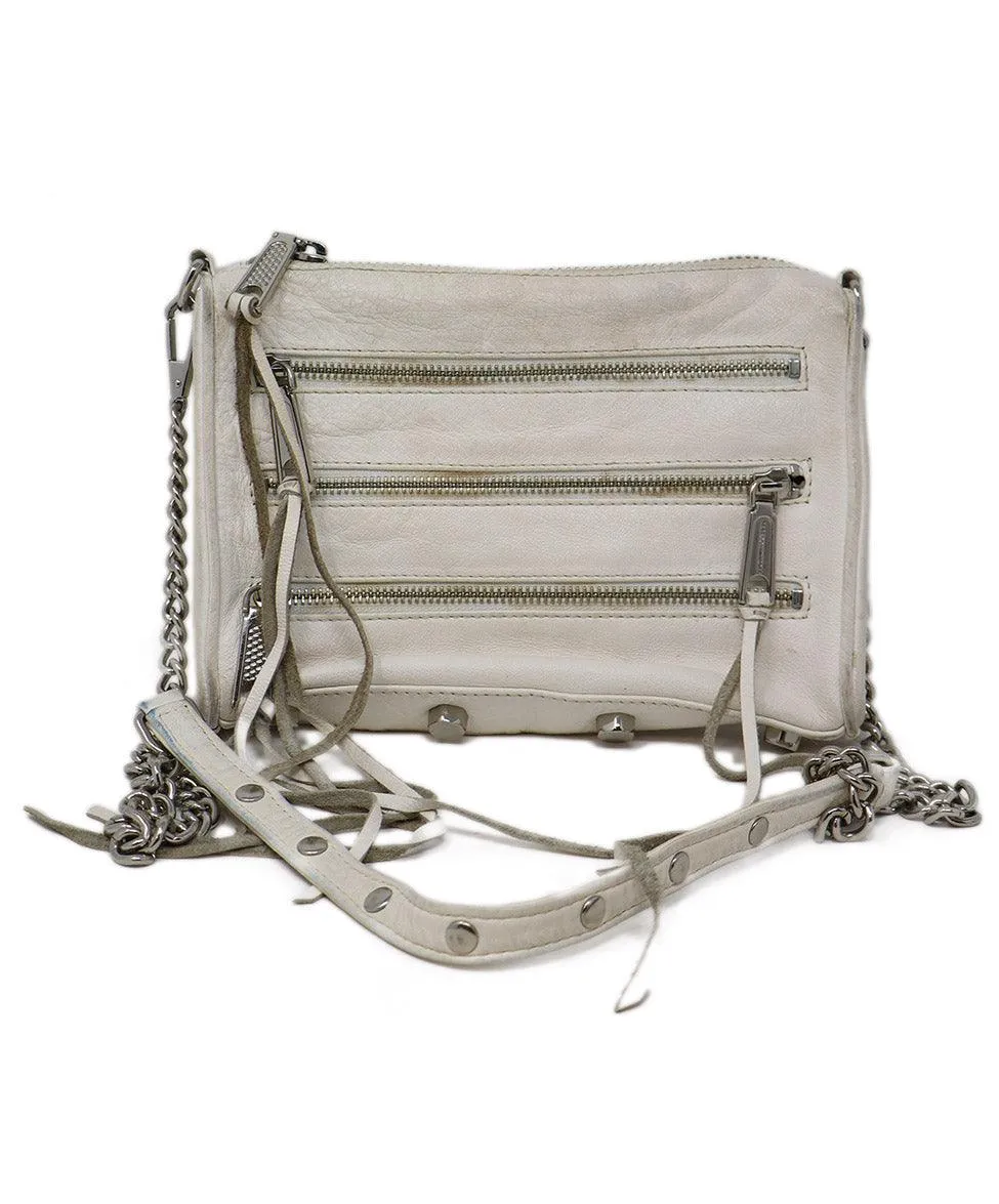 Rebecca Minkoff White Leather Fringe Crossbody
