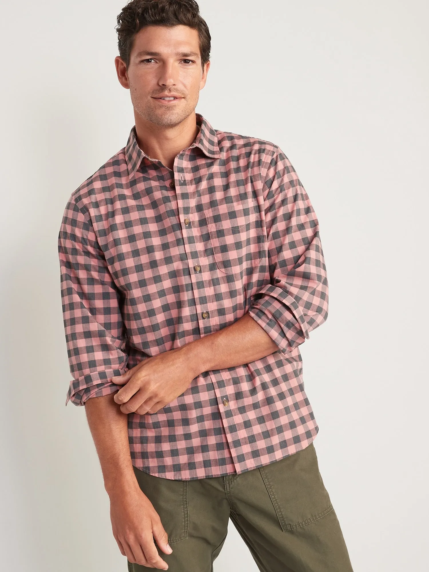 Regular Fit Built-In Flex Everyday Shirt for Men - Pink Old-Navy