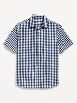 Regular-Fit Everyday Short-Sleeve Gingham Pocket Shirt for Men