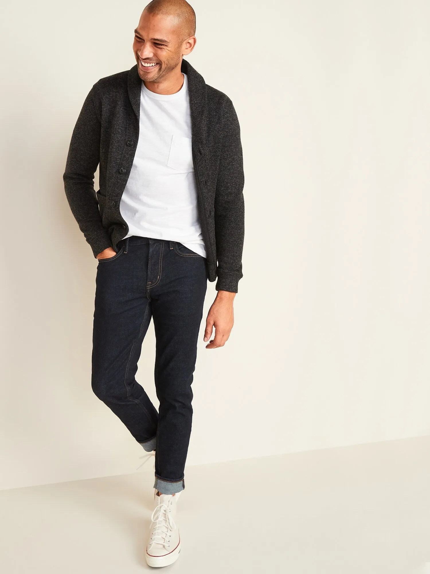 Relaxed Slim Taper Built-In Flex Dark-Wash Jeans