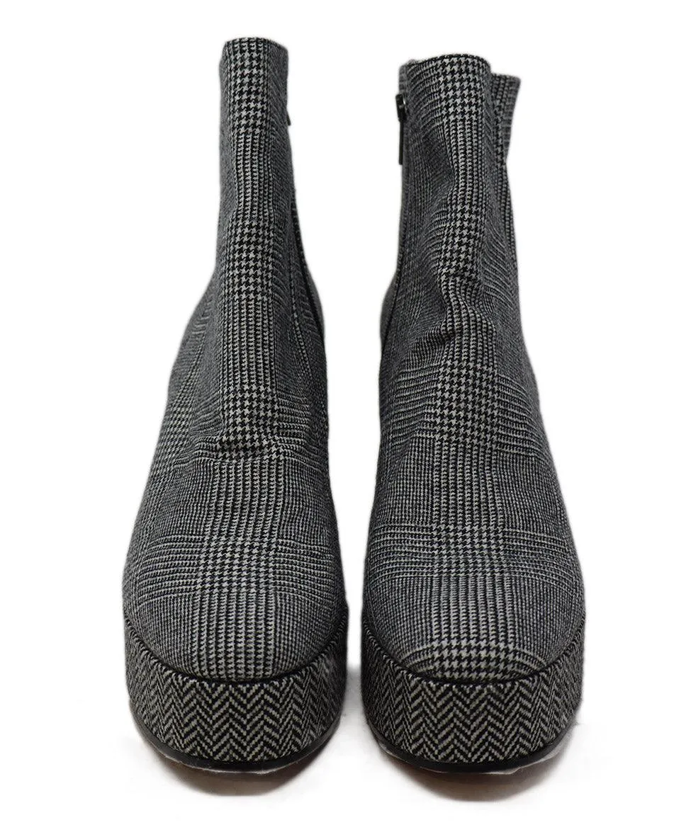 Robert Clergerie B&W Plaid Flannel Platforms sz 10