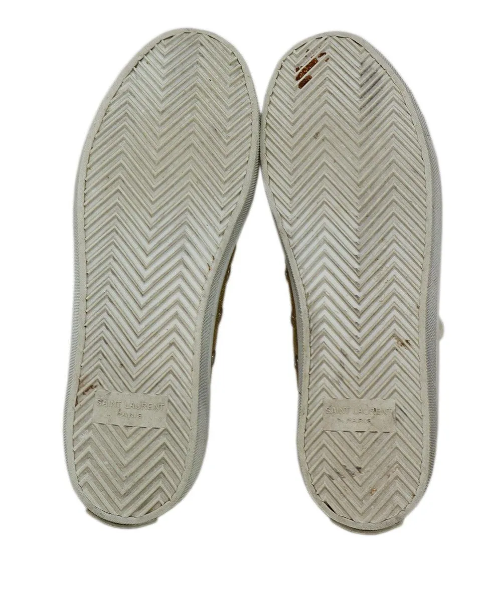 Saint Laurent Distressed Gold Denim Sneakers sz 6.5