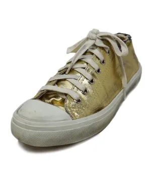 Saint Laurent Distressed Gold Denim Sneakers sz 6.5