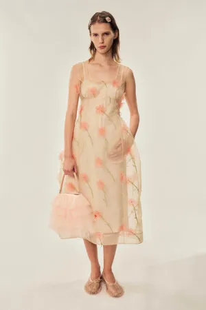 Sculpted Carnation Organza Dress