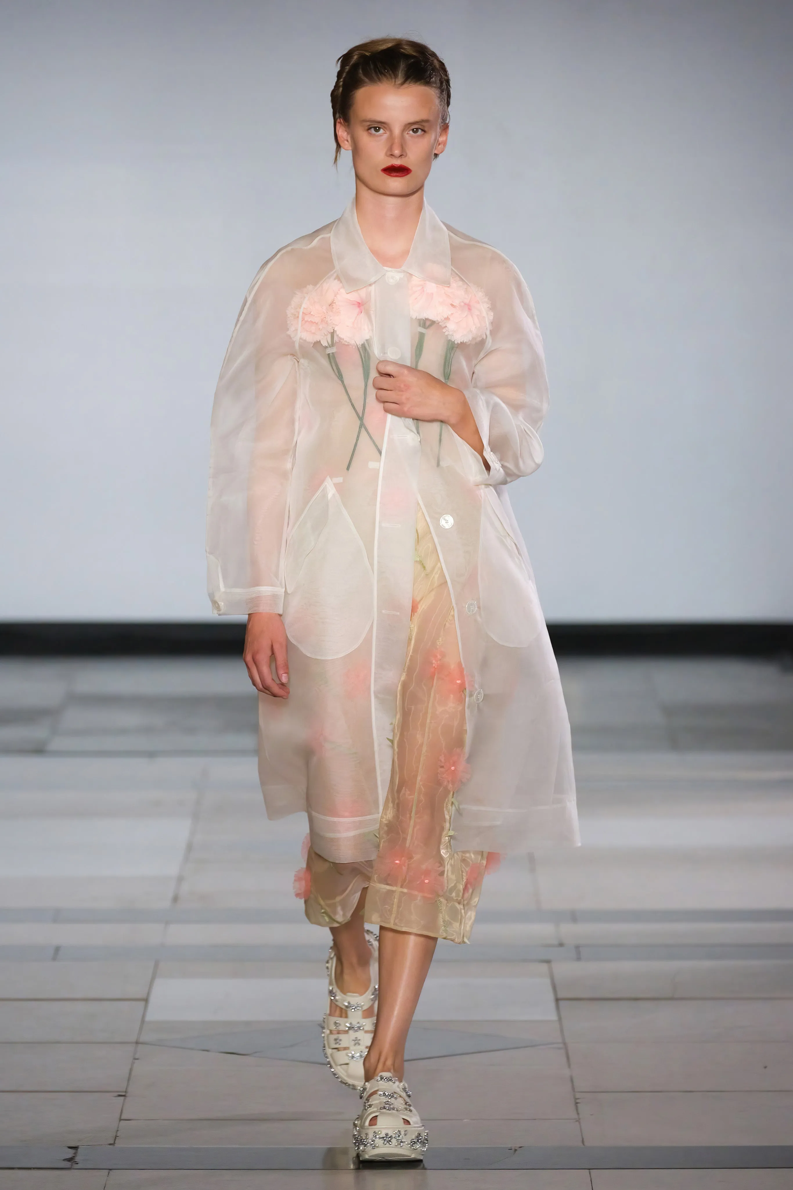 Sculpted Carnation Organza Dress