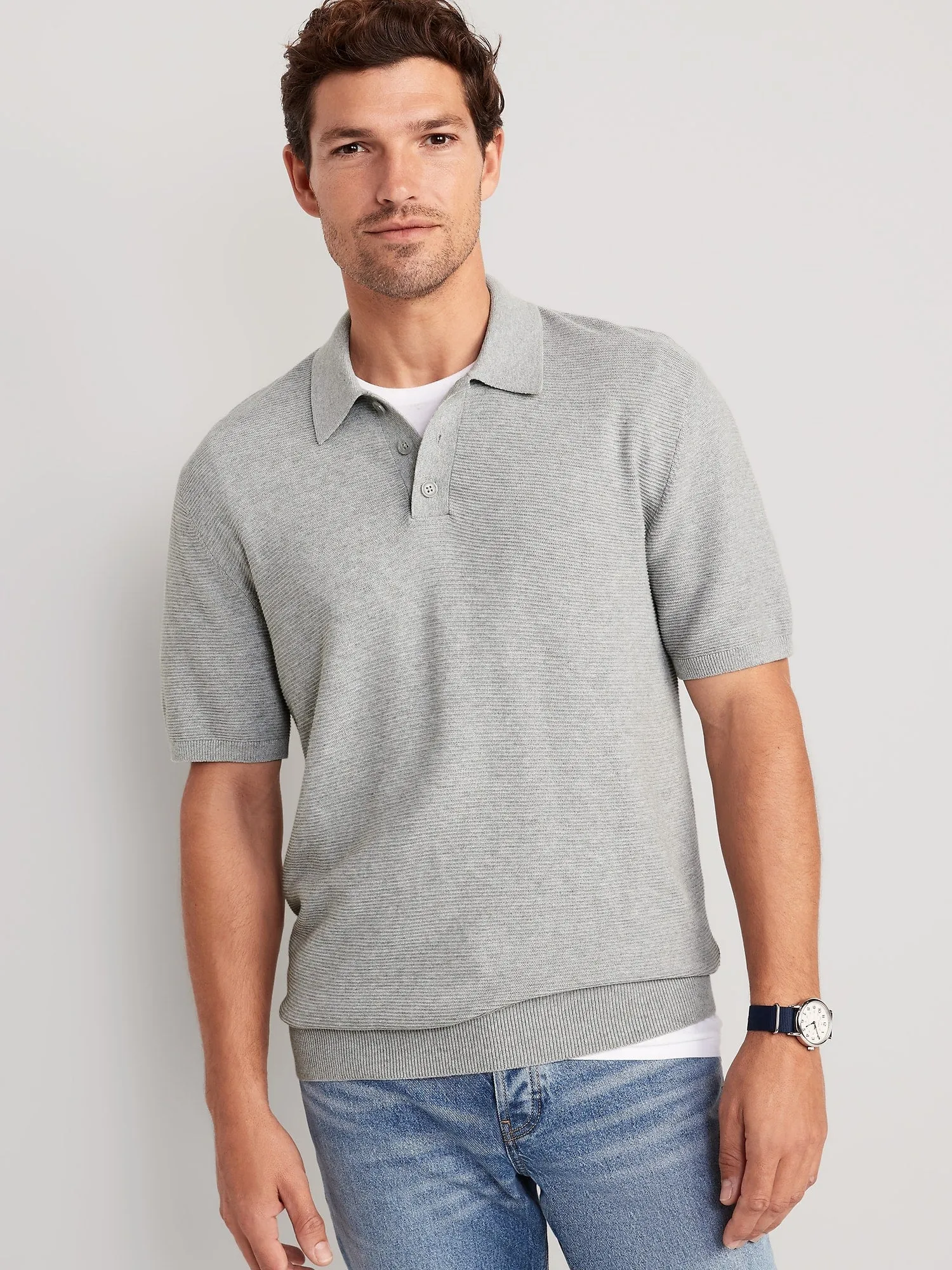Short-Sleeve Polo Pullover Sweater for Men Old-Navy
