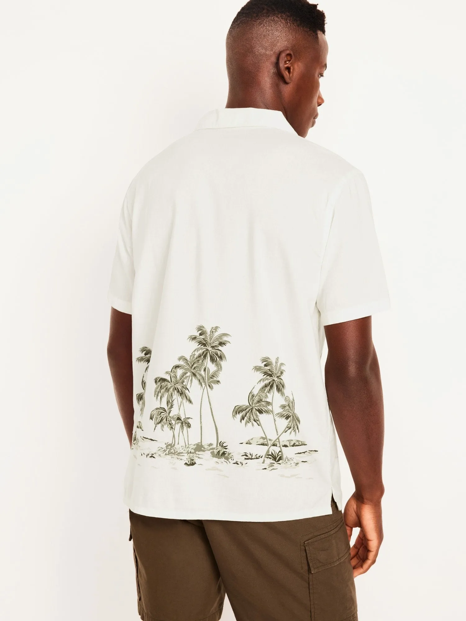 Short-Sleeve Printed Camp Shirt for Men