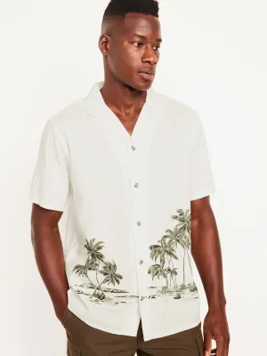 Short-Sleeve Printed Camp Shirt for Men