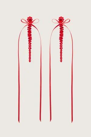 Slim Bow Ribbon Drip Earrings