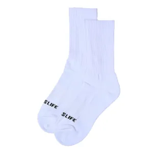 Solid Extra Cushioned Mid Socks in White Ballislife
