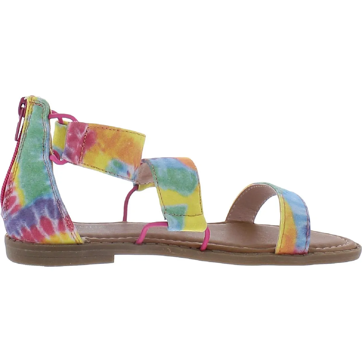 Spray Girls Tie Dye Ankle Strap Flat Sandals