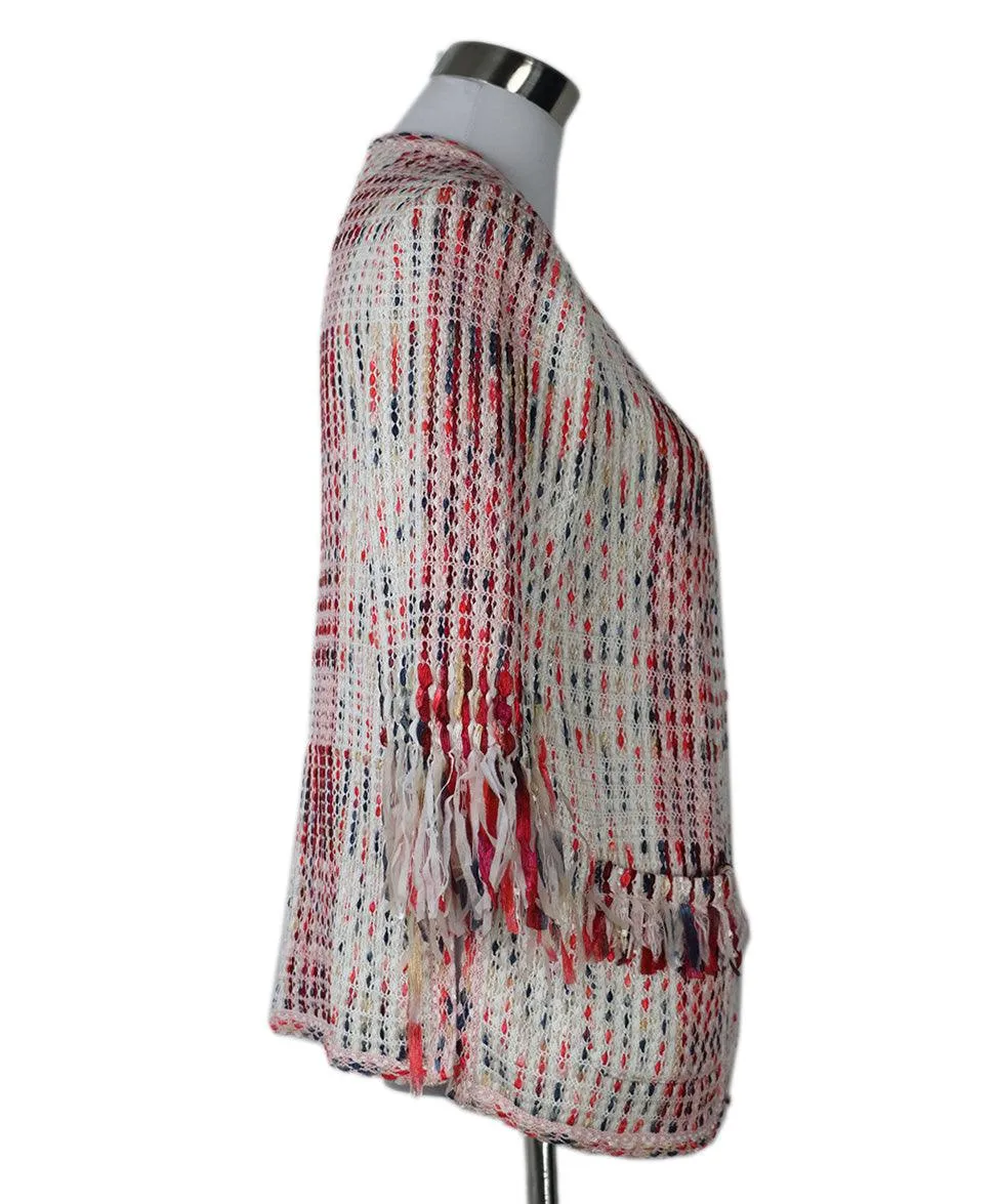 St. John Red & White Woven Jacket sz 8